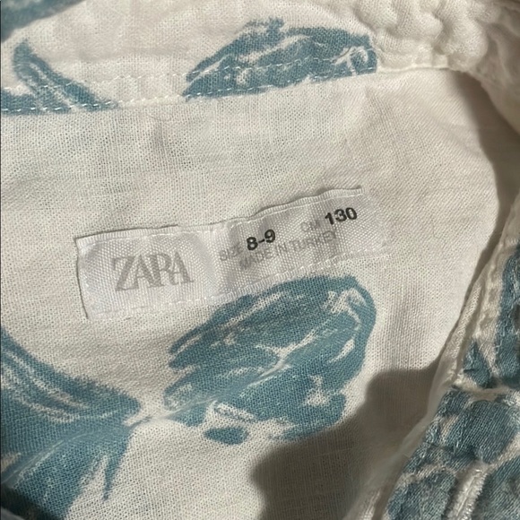 Zara boys Blue Pineapple Print Shirt and Tan Pants Set size 8 - Picture 6 of 6